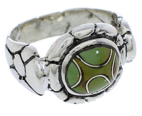 Southwestern Turquoise Sterling Silver Ring Size 6-3/4 WX39330